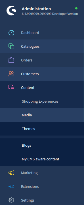 Category menu with Content types