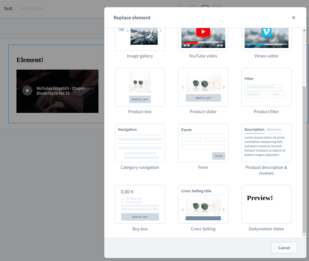 Register a CMS element in your Shopping Experiences Module via App